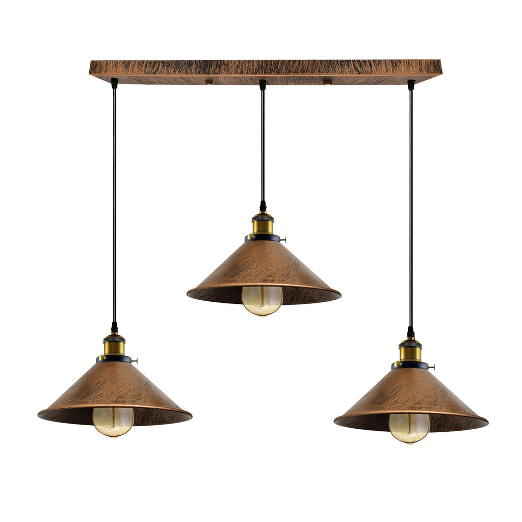 Industrial 3-Light Metal Pendant Ceiling Fixture: Adjustable Cables, Modern Retro Style