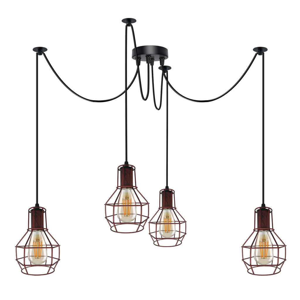 Vintage Industrial Spider Chandelier Pendant Light Kit Metal Cage E27 Ceiling Lamp