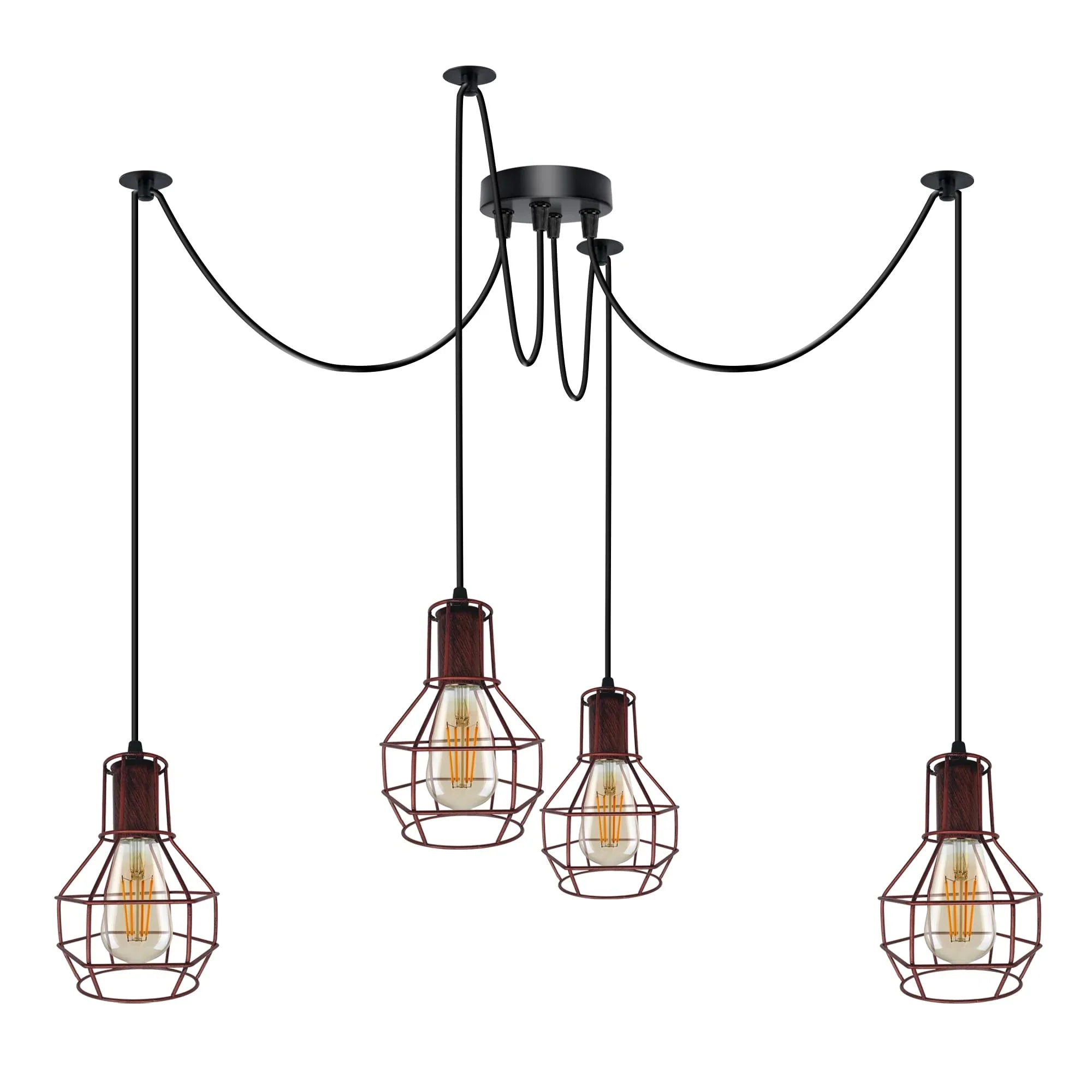 Vintage Industrial Spider Chandelier Pendant Light Kit Metal Cage E27 Ceiling Lamp