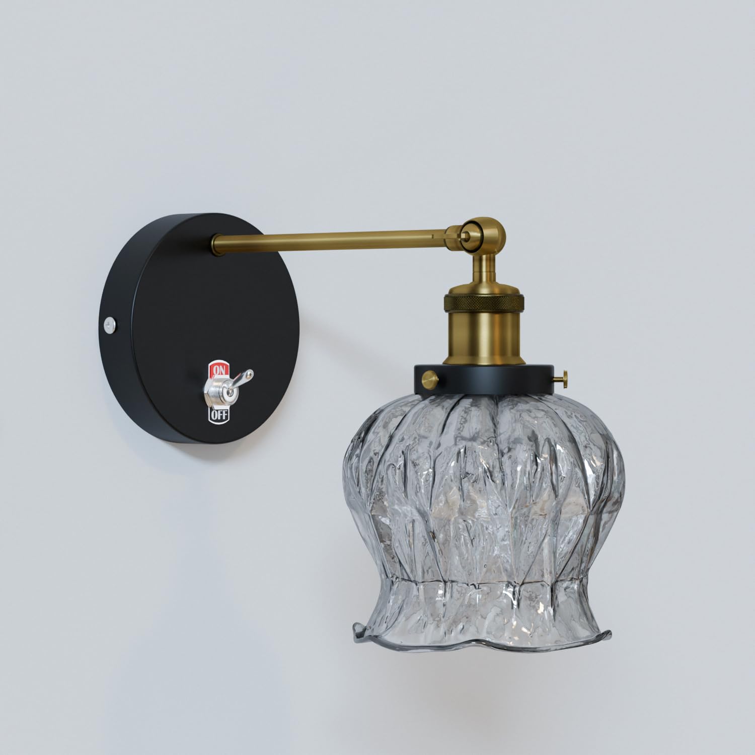 E27 Glass Wall Light With Switch ~6193