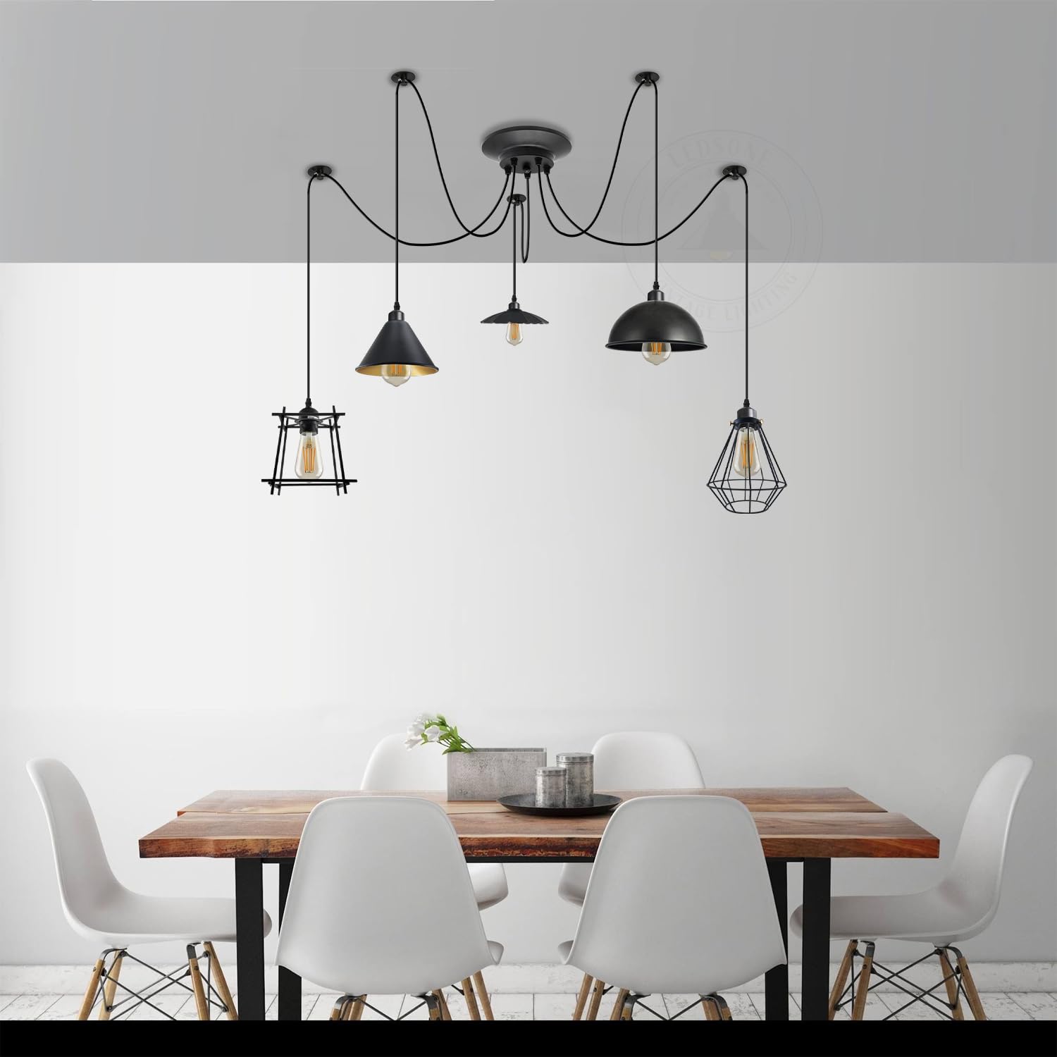 Adjustable Height Metal Cage Pendant Light ~6299