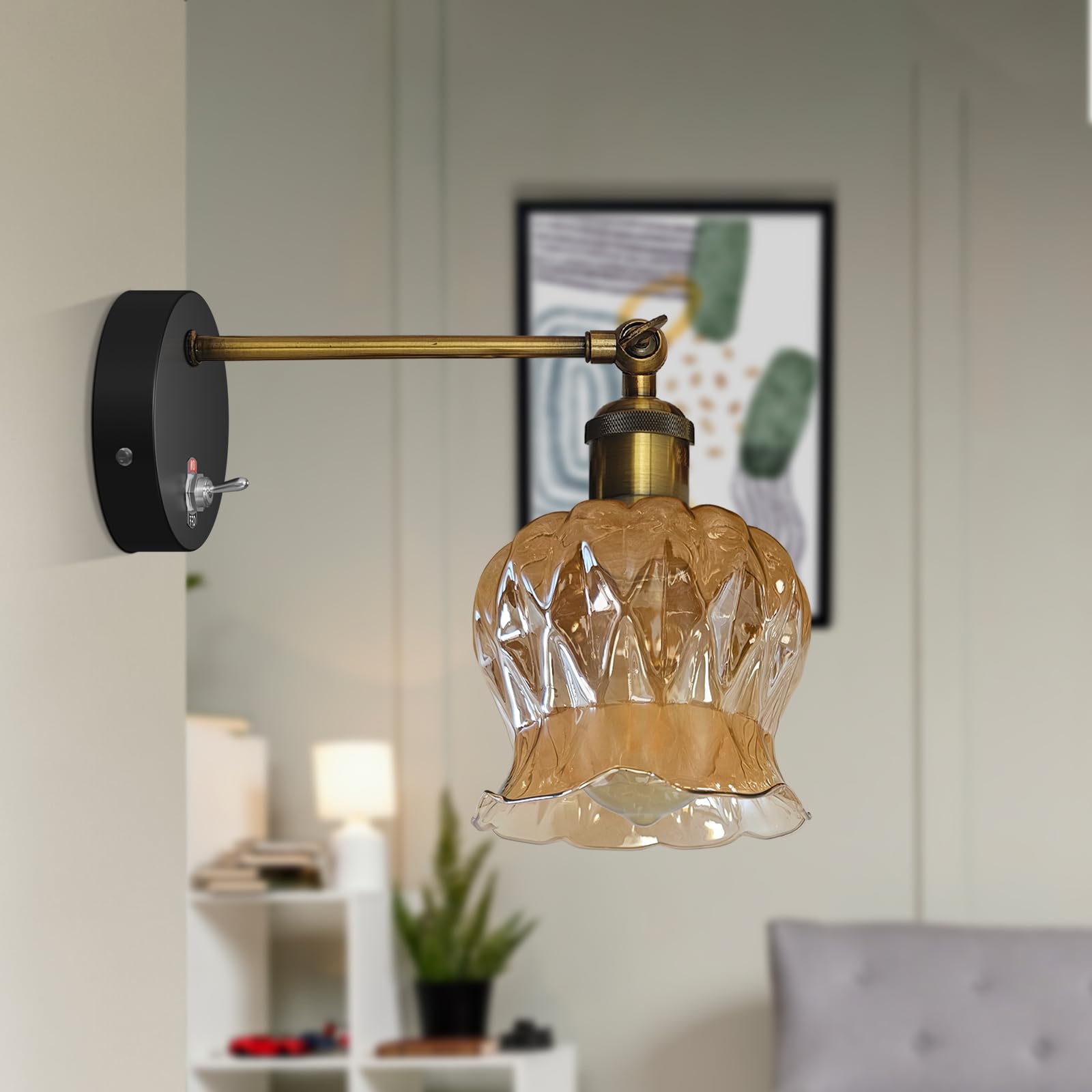 E27 Glass Wall Light With Switch ~6193