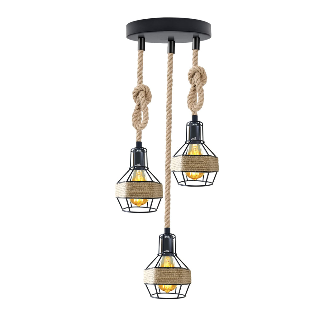 Ceiling Pendant Light Metal Hemp Rope Style ~6203