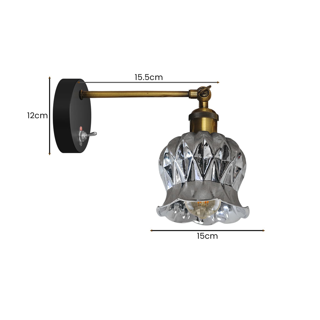 E27 Glass Wall Light With Switch ~6193
