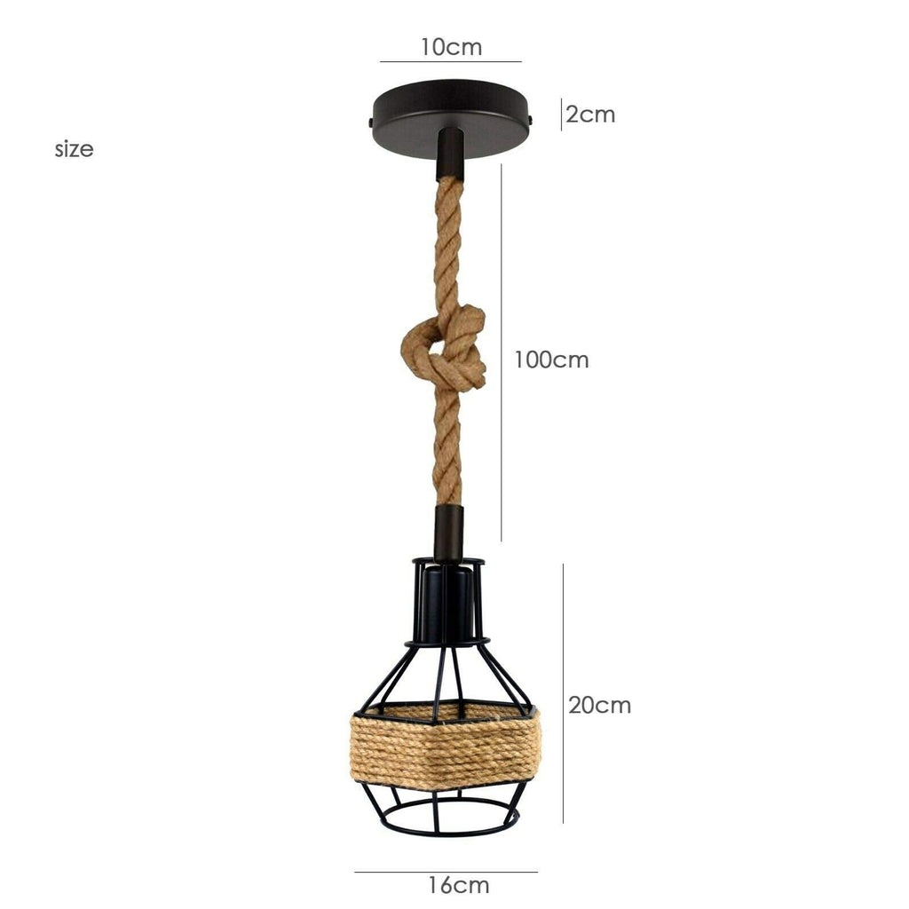 Ceiling Pendant Light Metal Hemp Rope Style ~6203