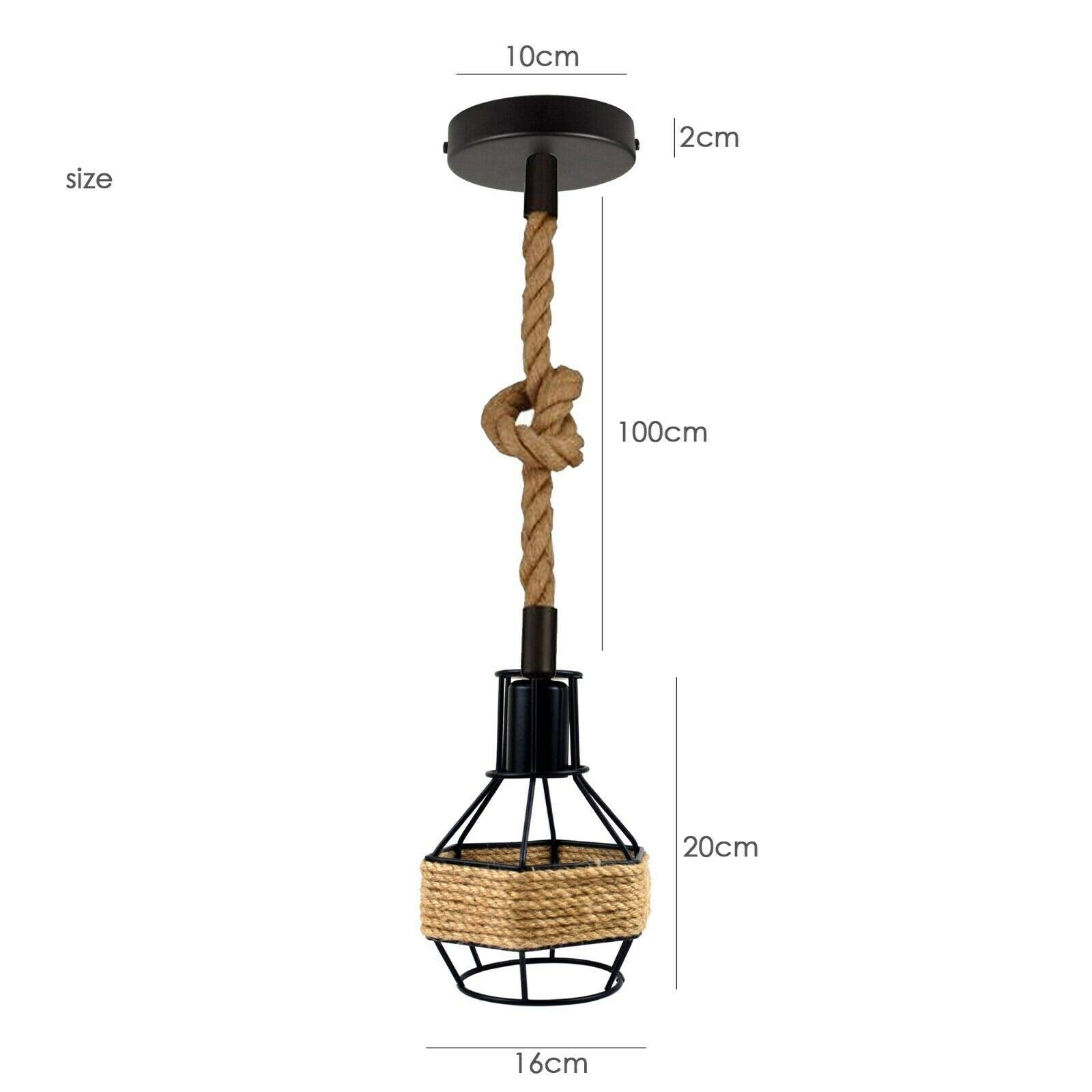 Ceiling Pendant Light Metal Hemp Rope Style ~6203