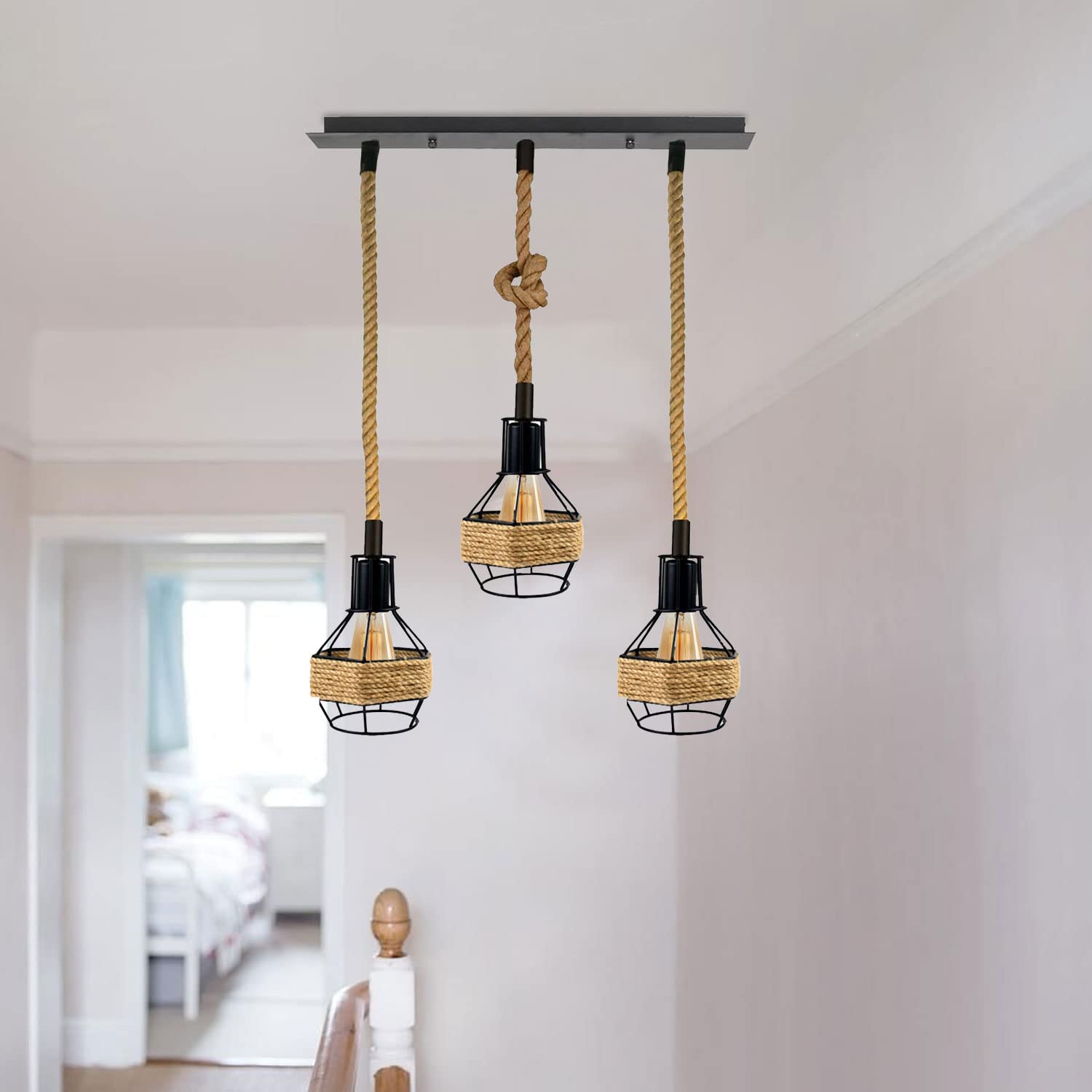 Ceiling Pendant Light Metal Hemp Rope Style ~6203
