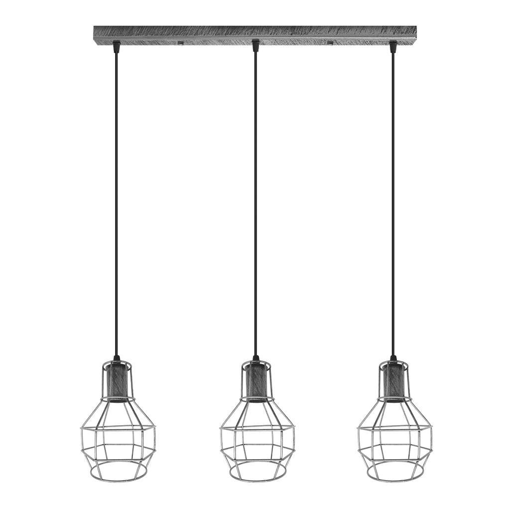 Industrial Metal 3-Head Pendant Light, Adjustable Vintage Ceiling Fixture Lamp