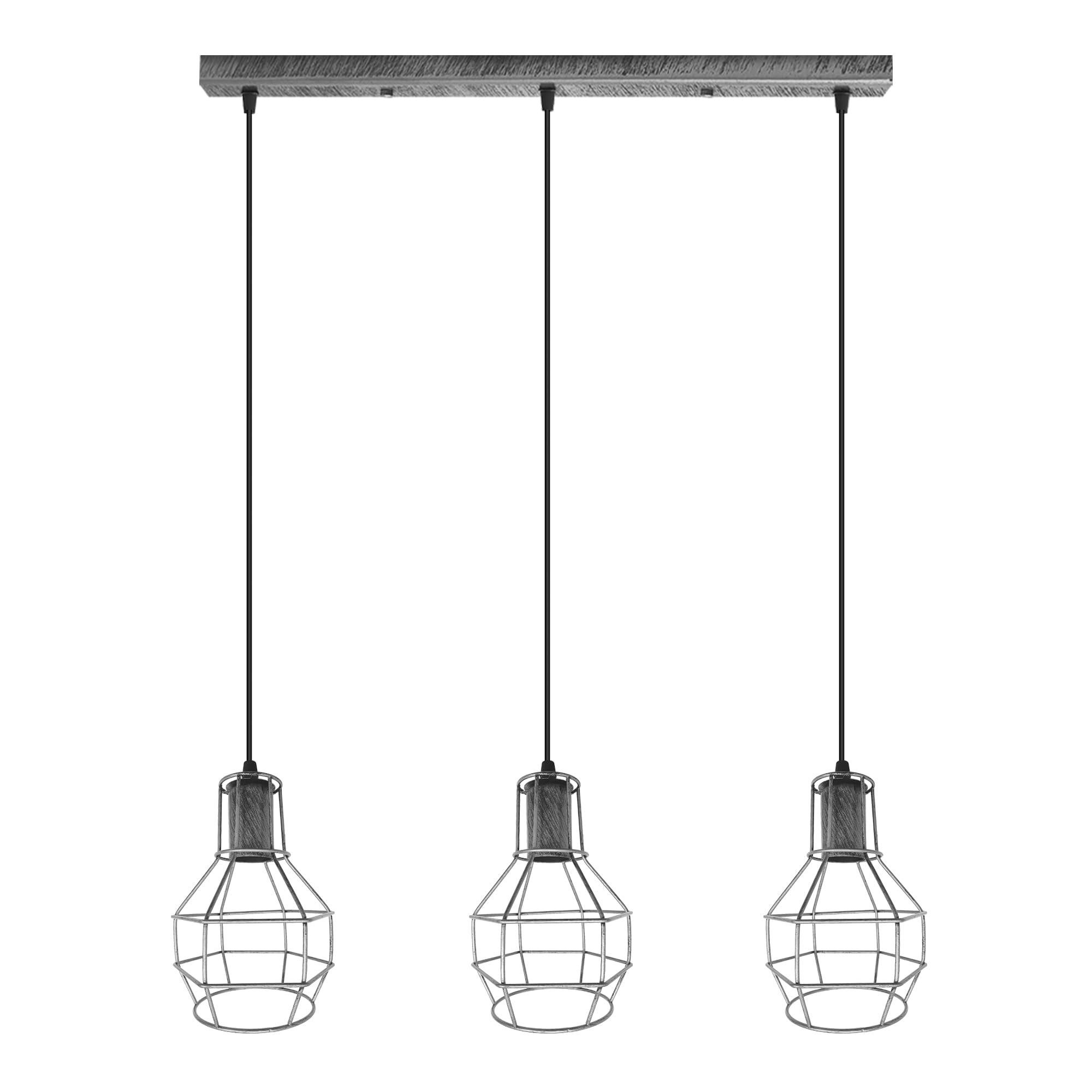Industrial Metal 3-Head Pendant Light, Adjustable Vintage Ceiling Fixture Lamp