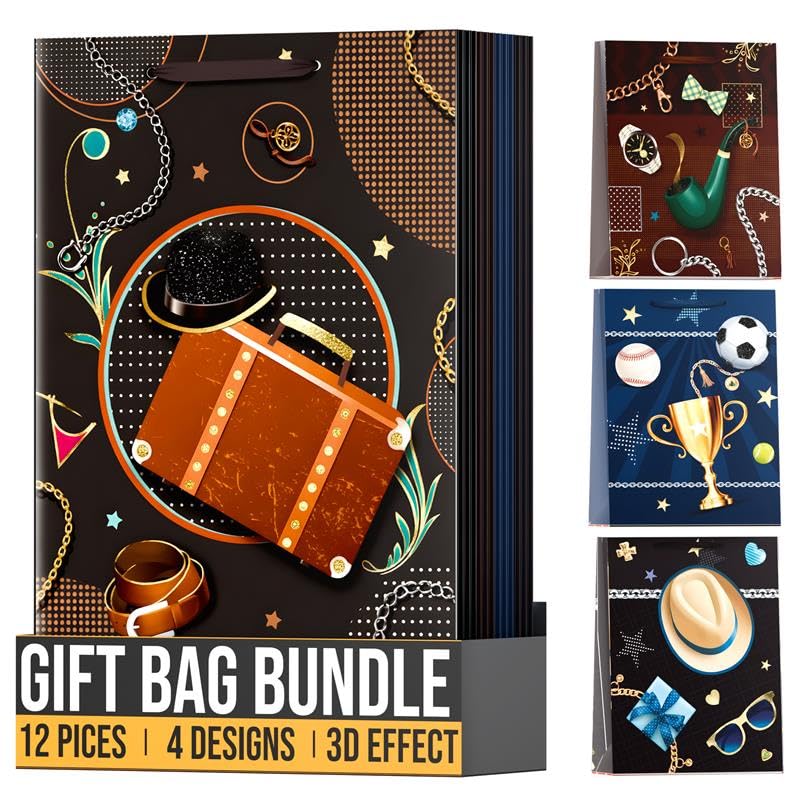 12 Packgift bags for men multipack ~6340