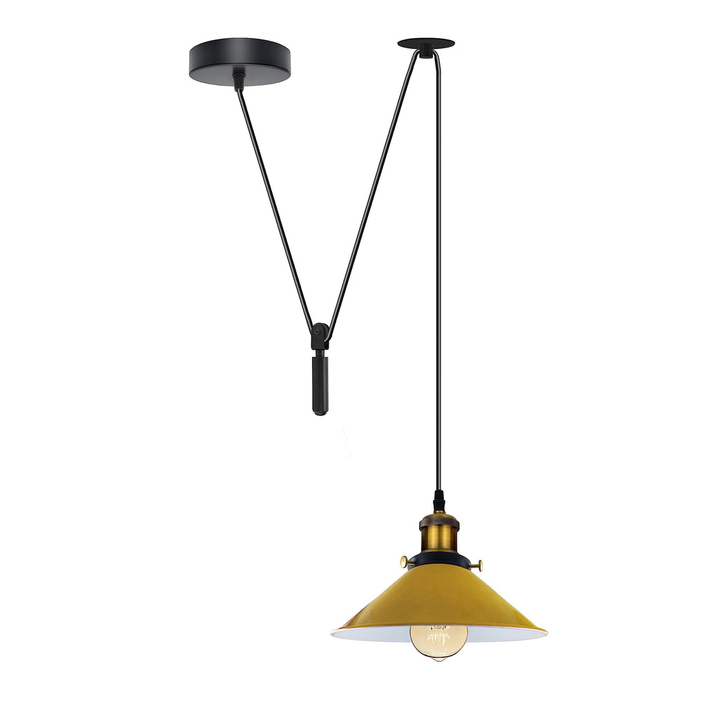 Retro Industrial LED Pendant Ceiling Light Fixture, Metal Shade, Dimmable E27