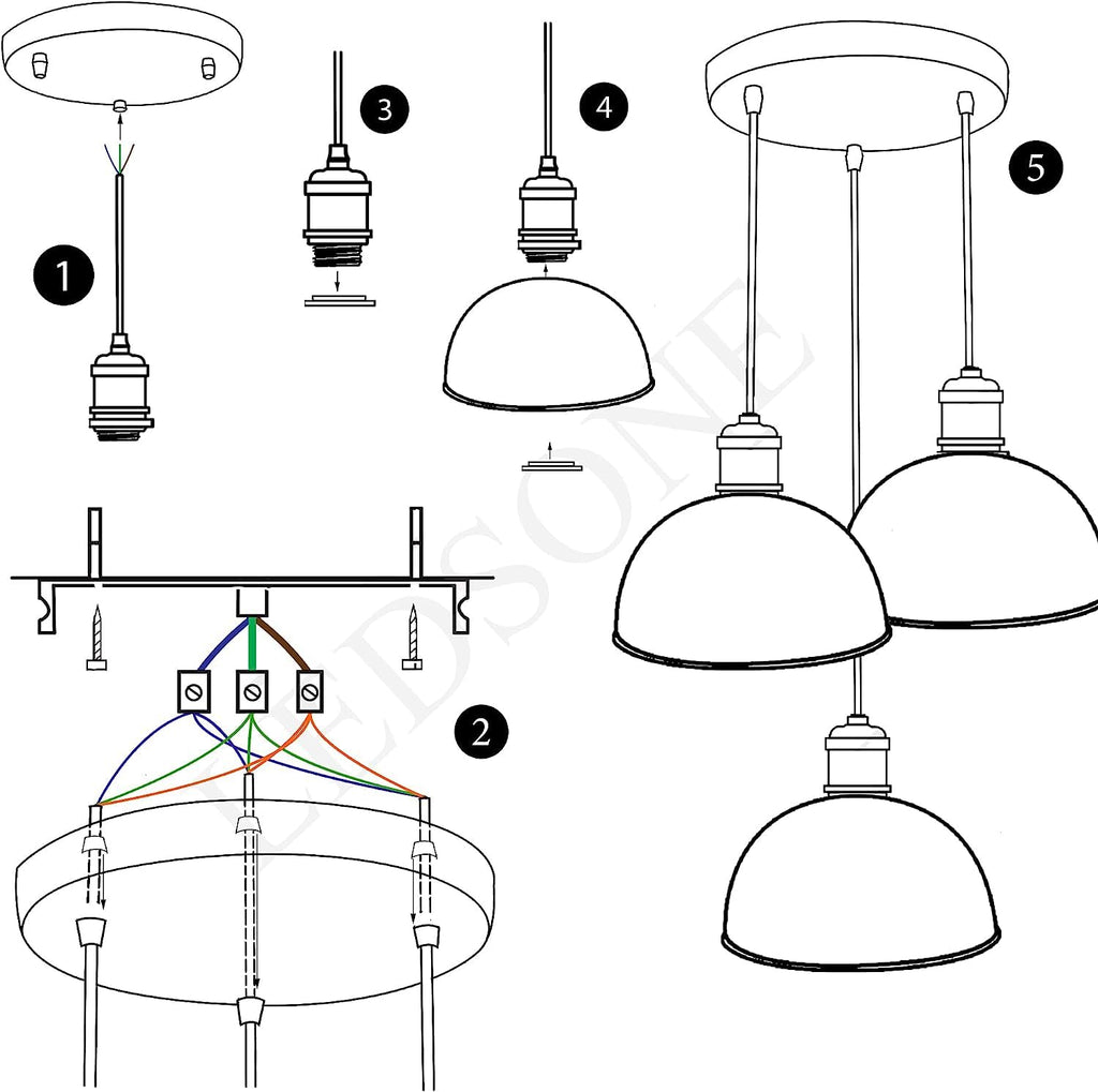 Vintage Industrial Cluster Ceiling Light Fixture ~6311