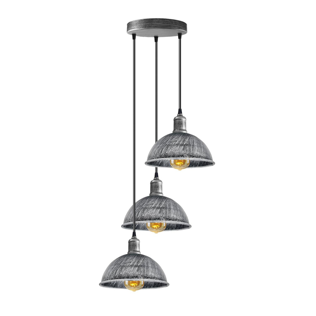 Vintage Industrial 3-Head Cluster Ceiling Pendant Light Fixture with Metal Shades