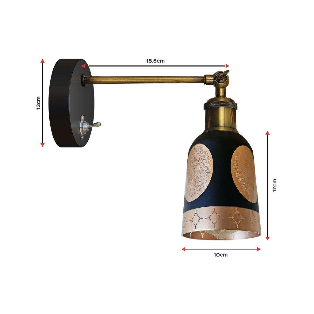 E27 Glass Wall Light With Switch ~6193