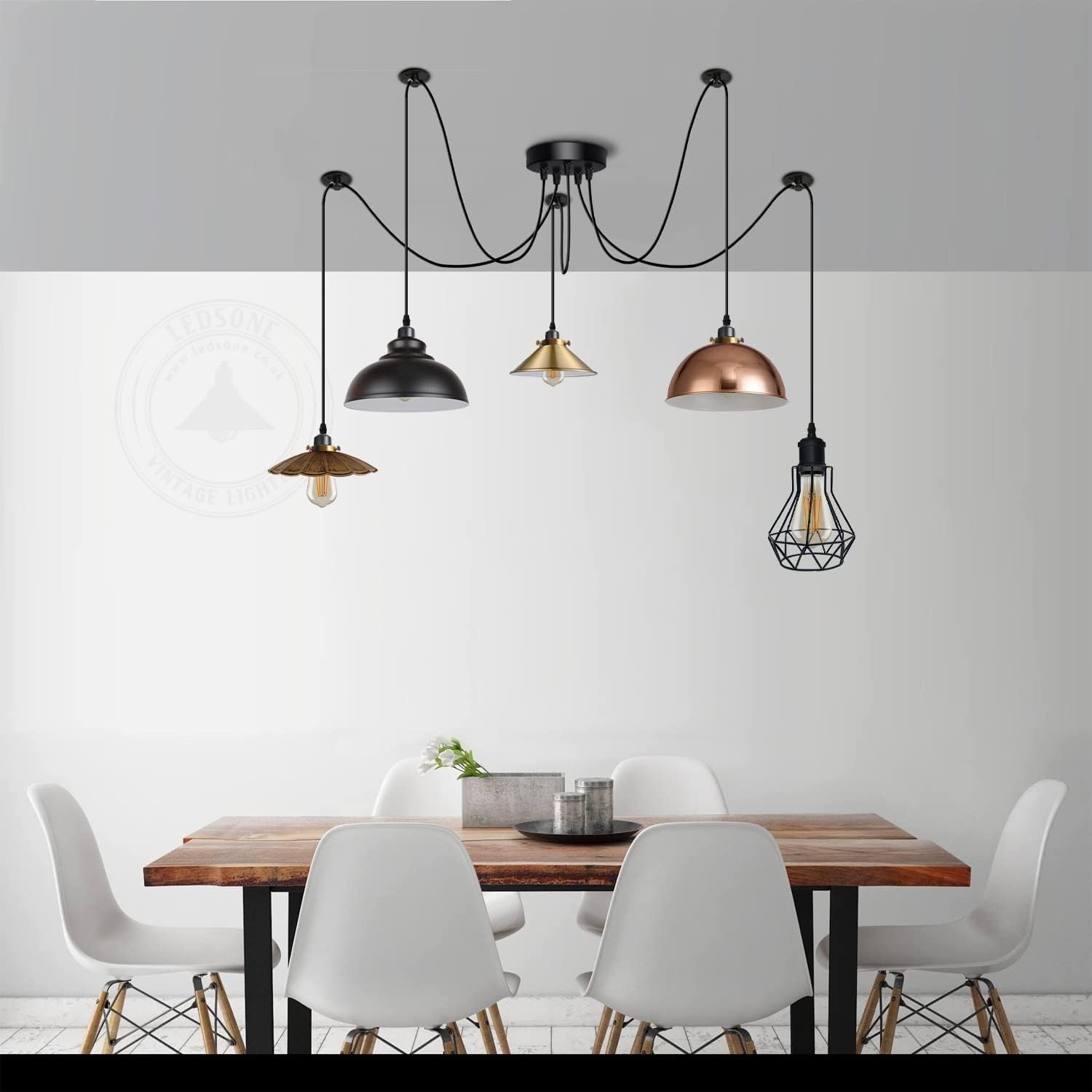 Industrial Vintage 5 Way Ceiling Chandelier Light ~6309