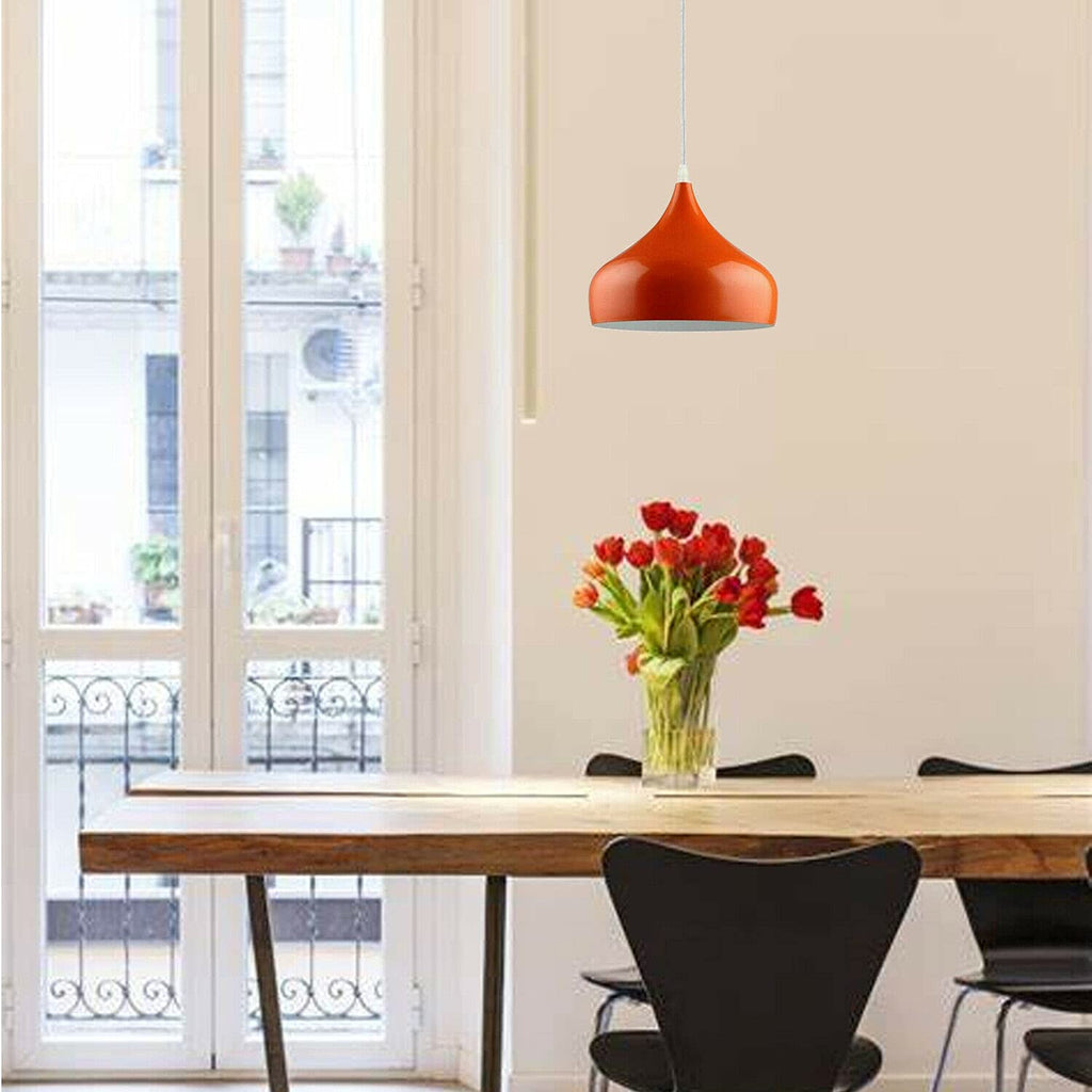 Industrial Vintage Metal Dome Pendant Light Fixture, Dimmable E27 Base Ceiling Lamp