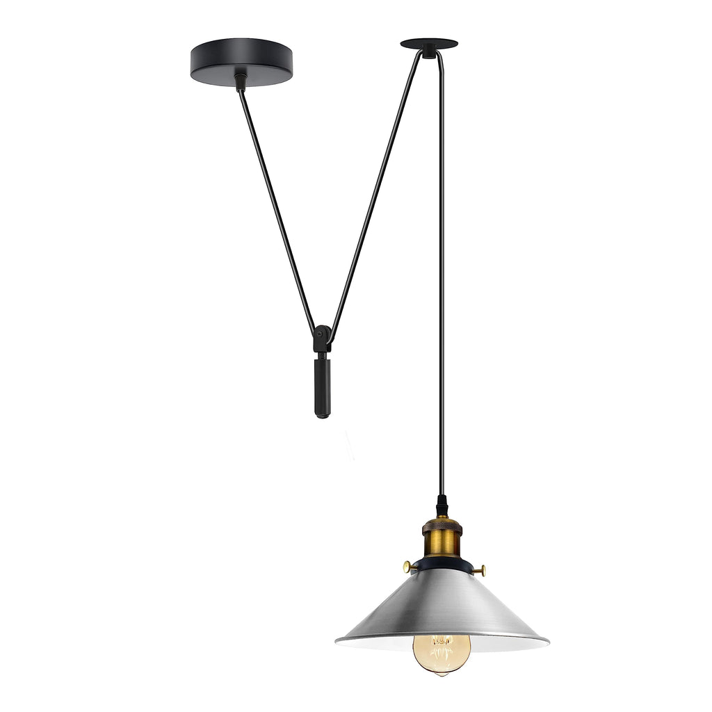 Retro Industrial LED Pendant Ceiling Light Fixture, Metal Shade, Dimmable E27