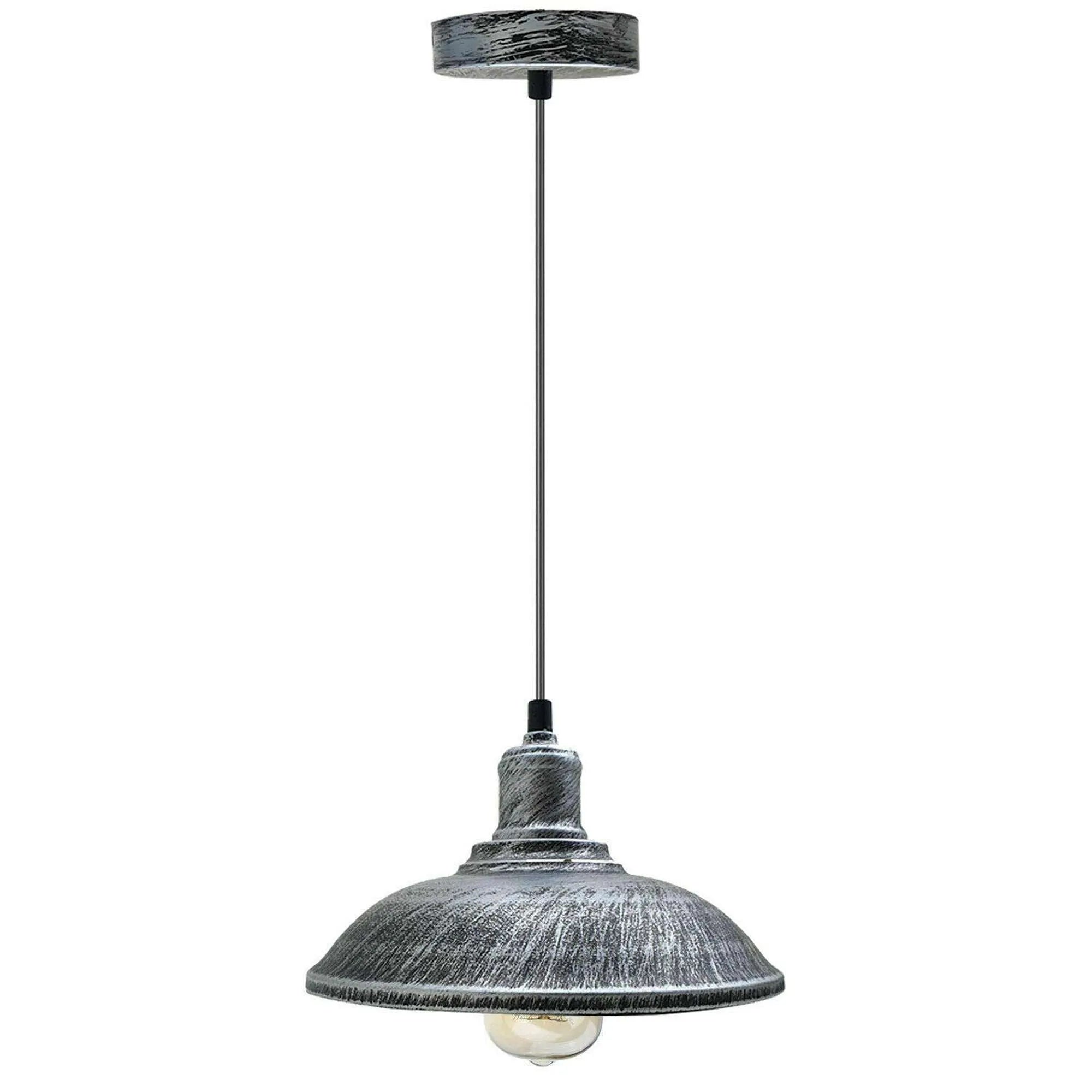 Vintage Industrial Hanging Ceiling Pendant Light Fixture, E27 Bulb Base, Dimmable Metal Shade