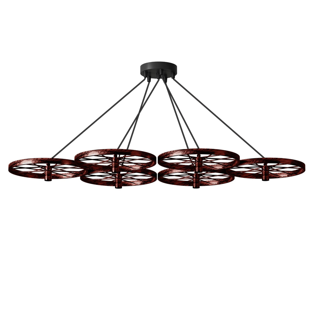 Industrial Vintage Rustic Metal 6-Light Cluster Chandelier Ceiling Fixture