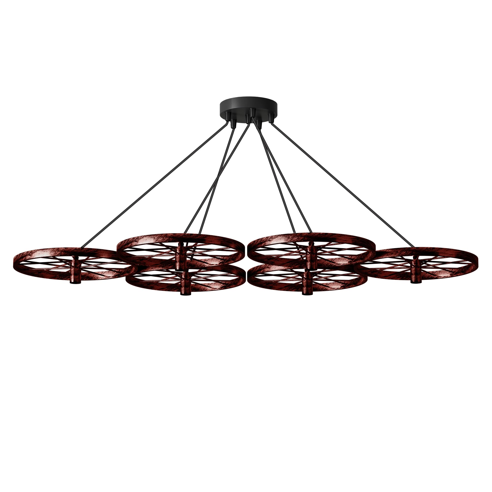 Industrial Vintage Rustic Metal 6-Light Cluster Chandelier Ceiling Fixture