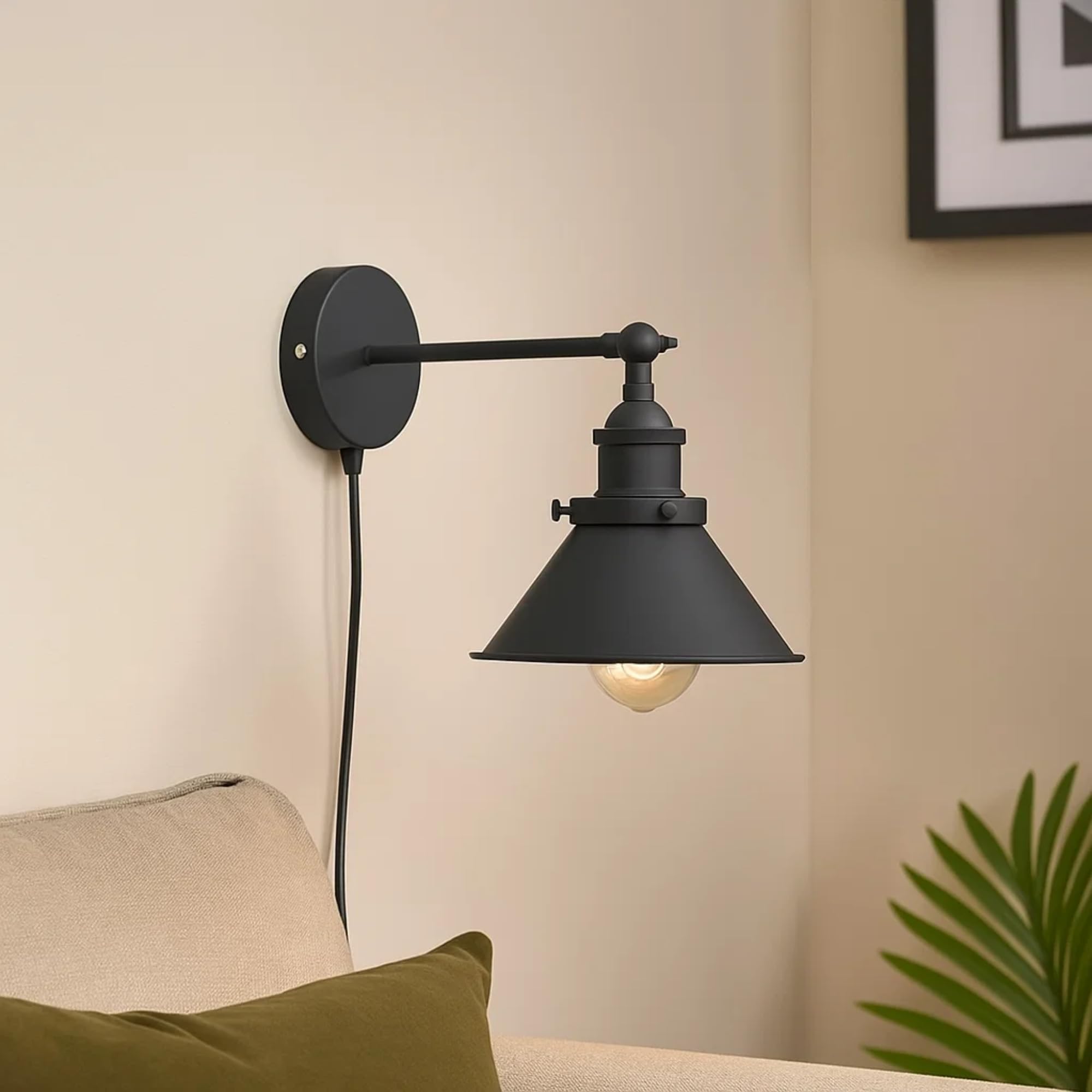 Vintage Industrial Plug-in Wall Light with Dimmer ~6266