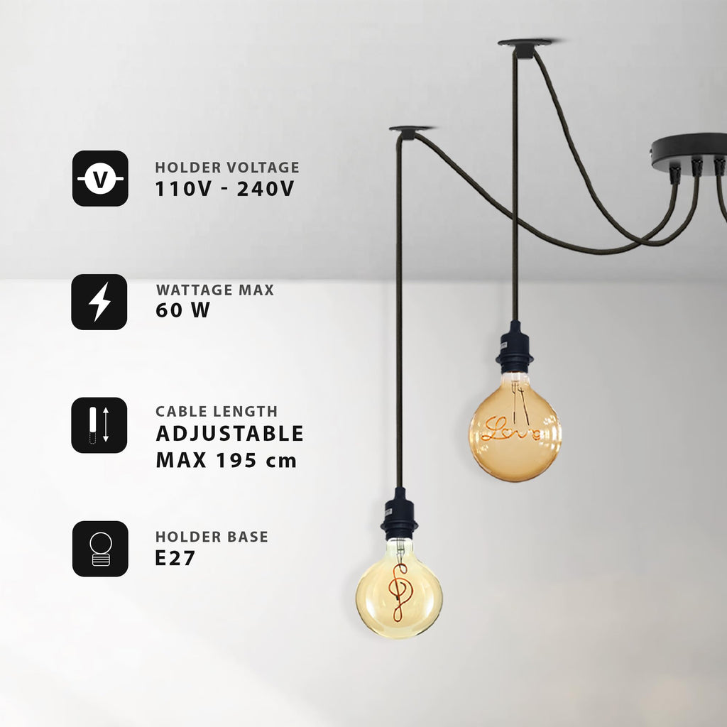 Industrial Vintage E27 Ceiling Chandelier Light ~6298