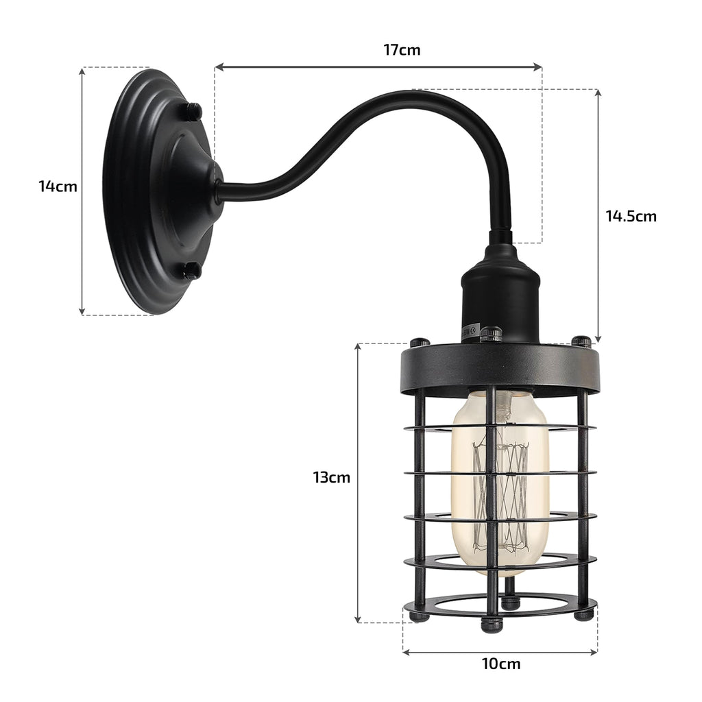 Industrial Vintage Metal Dome Shade Wall Sconce Light with Adjustable Swan Neck