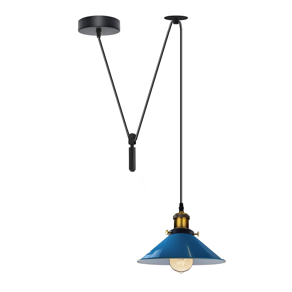 Retro Industrial LED Pendant Ceiling Light Fixture, Metal Shade, Dimmable E27