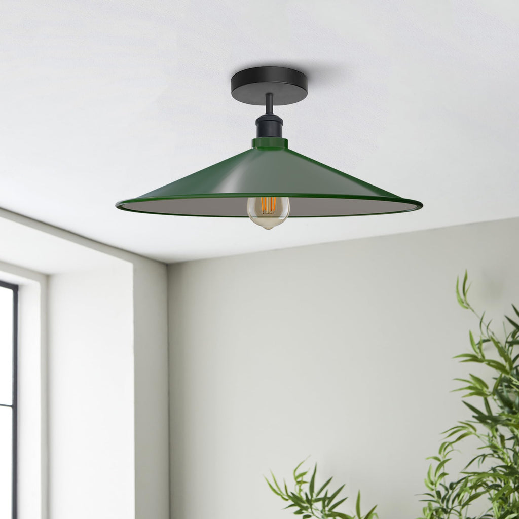 Sleek Industrial LED Flush Mount Ceiling Light, Dimmable, E27 Bulb Compatible