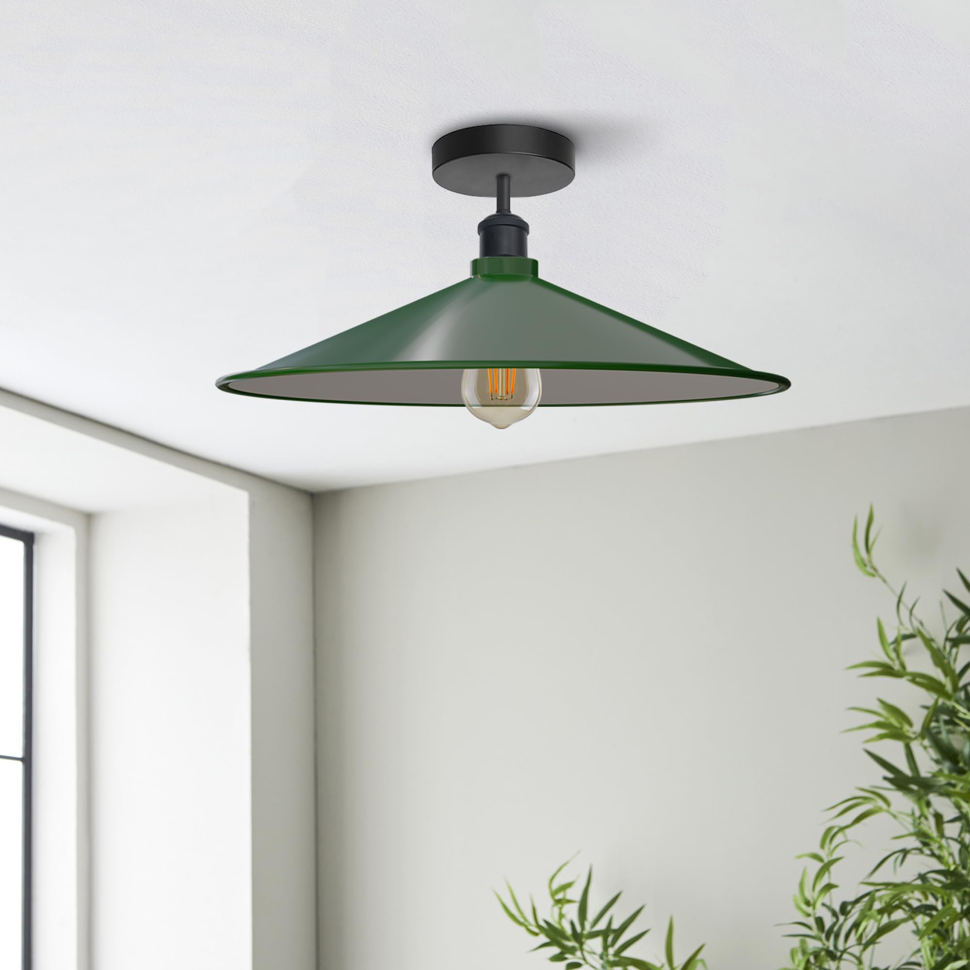 Sleek Industrial LED Flush Mount Ceiling Light, Dimmable, E27 Bulb Compatible