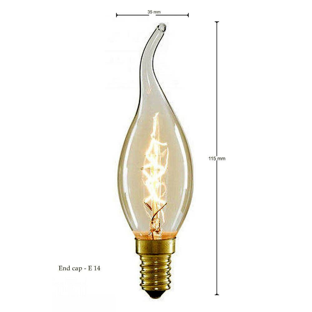 Retro Edison C35 Candle Bulb: 60W E14 Dimmable Warm White Filament Lamp