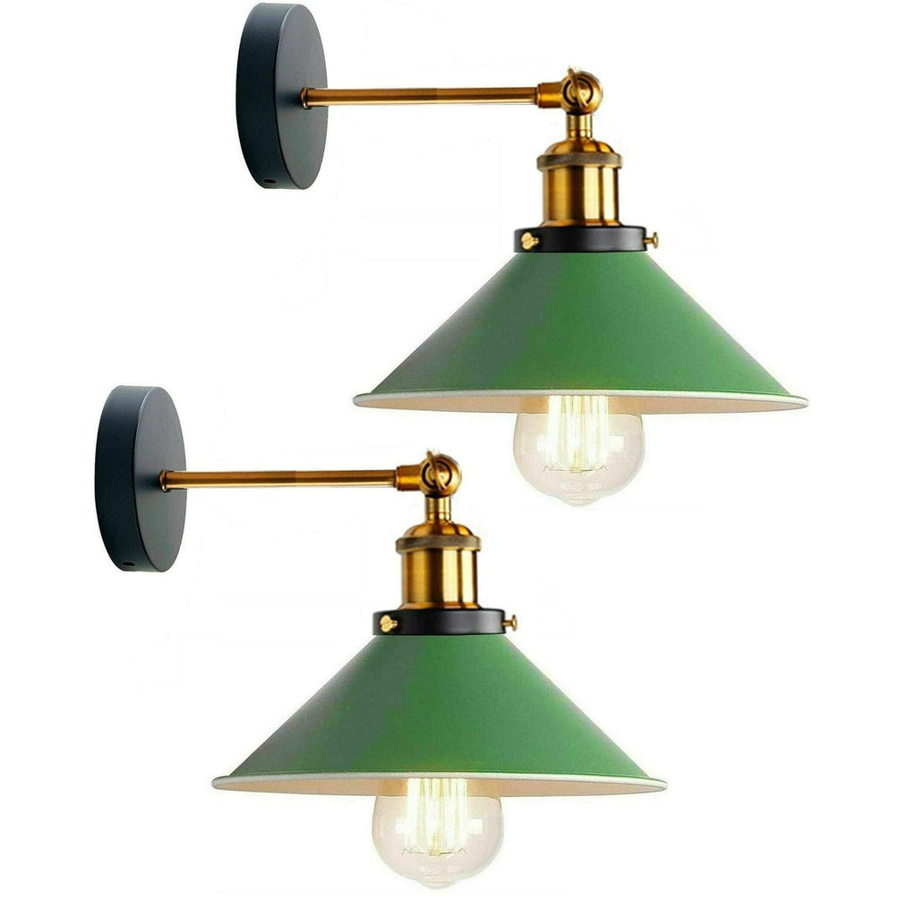 2-Pack Industrial Metal Wall Lights - Vintage Cone Adjustable Sconces