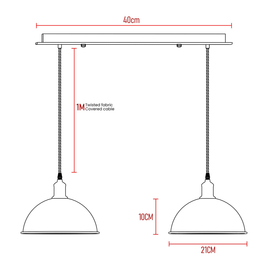 Vintage Industrial 2-Head Dome Pendant Light | Adjustable ~6145