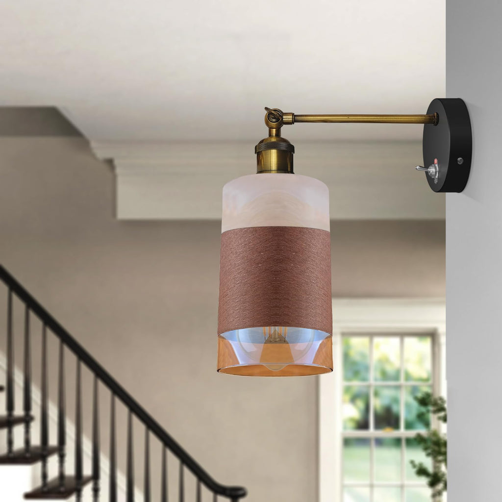E27 Glass Wall Light With Switch ~6193