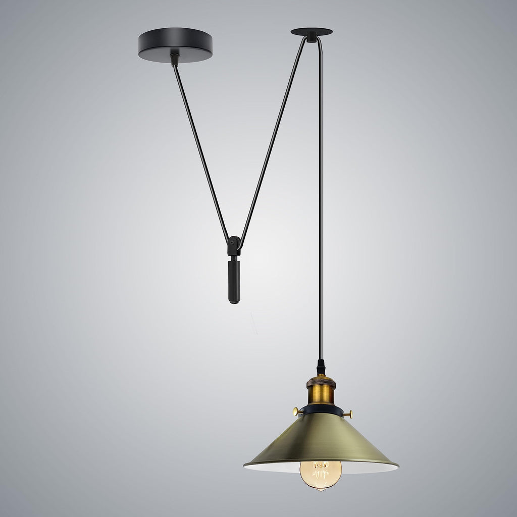 Retro Industrial LED Pendant Ceiling Light Fixture, Metal Shade, Dimmable E27