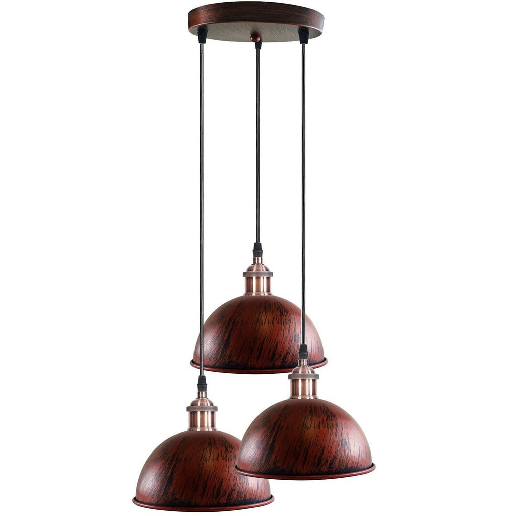 Vintage Industrial 3-Head Cluster Ceiling Pendant Light Fixture with Metal Shades