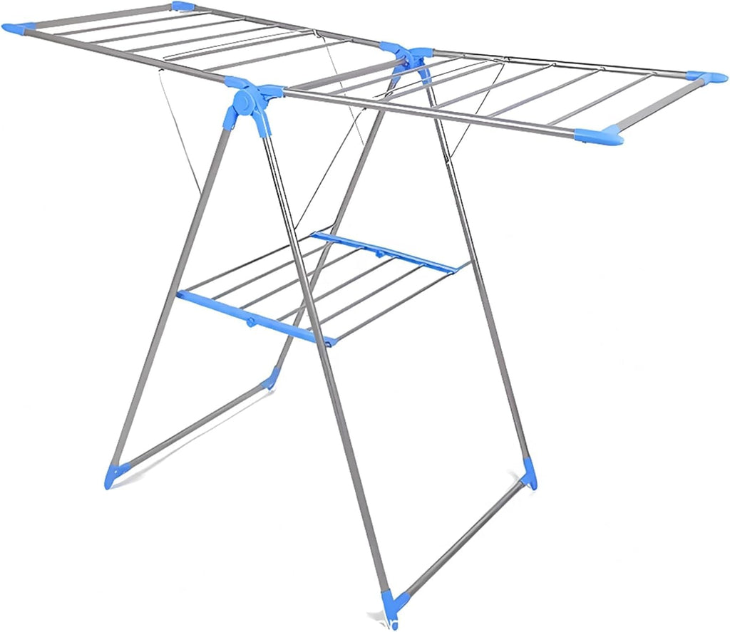 Foldable Compact Multi-Tier Stainless Steel Clothes Drying Rack for Laundry