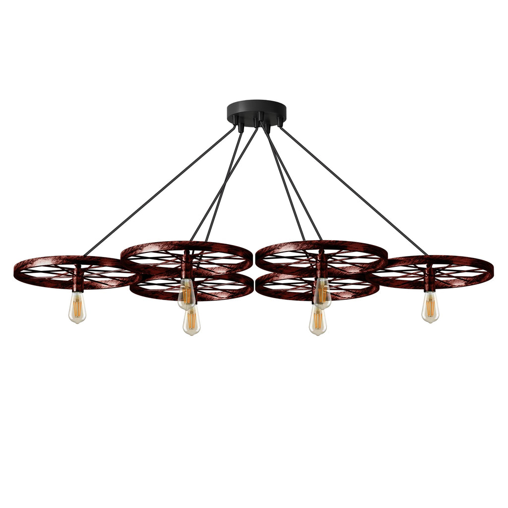 Industrial Vintage Rustic Metal 6-Light Cluster Chandelier Ceiling Fixture