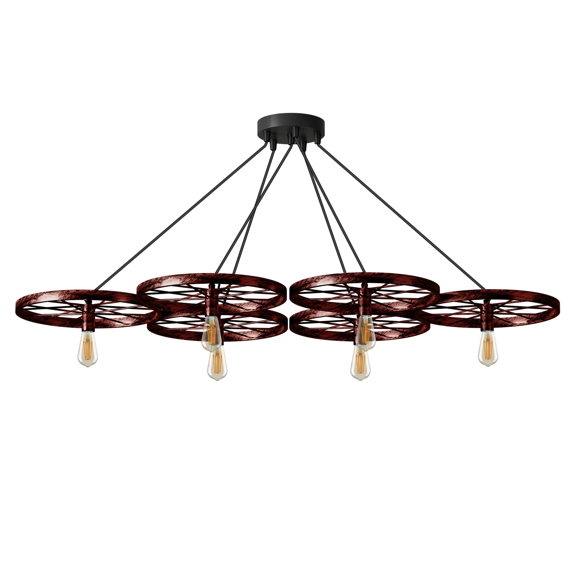 Industrial Vintage Rustic Metal 6-Light Cluster Chandelier Ceiling Fixture
