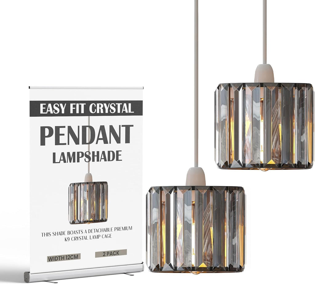 Elegant Crystal Glass Drum Ceiling Lamp Shade - Modern Flush Mount Light Fixture