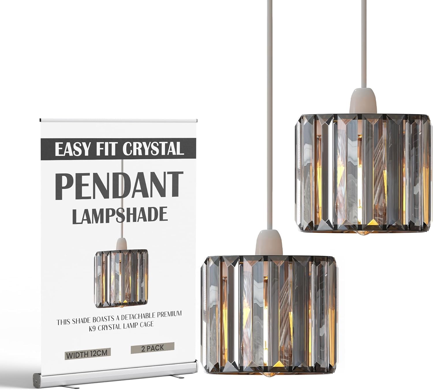 Elegant Crystal Glass Drum Ceiling Lamp Shade - Modern Flush Mount Light Fixture