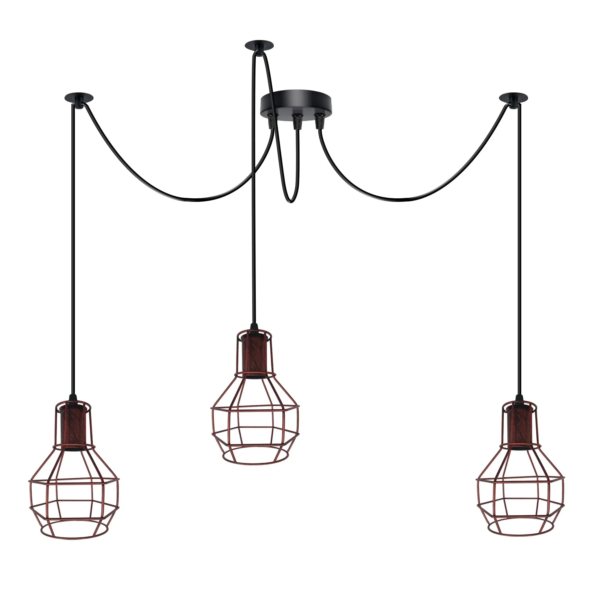 Vintage Industrial Spider Chandelier Pendant Light Kit Metal Cage E27 Ceiling Lamp
