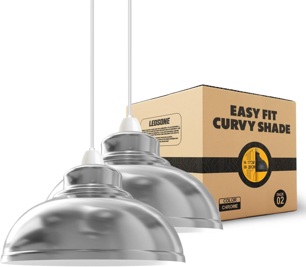 Modern Industrial Curvy Metal Ceiling Lamp Shade Easy Fit Home Decor