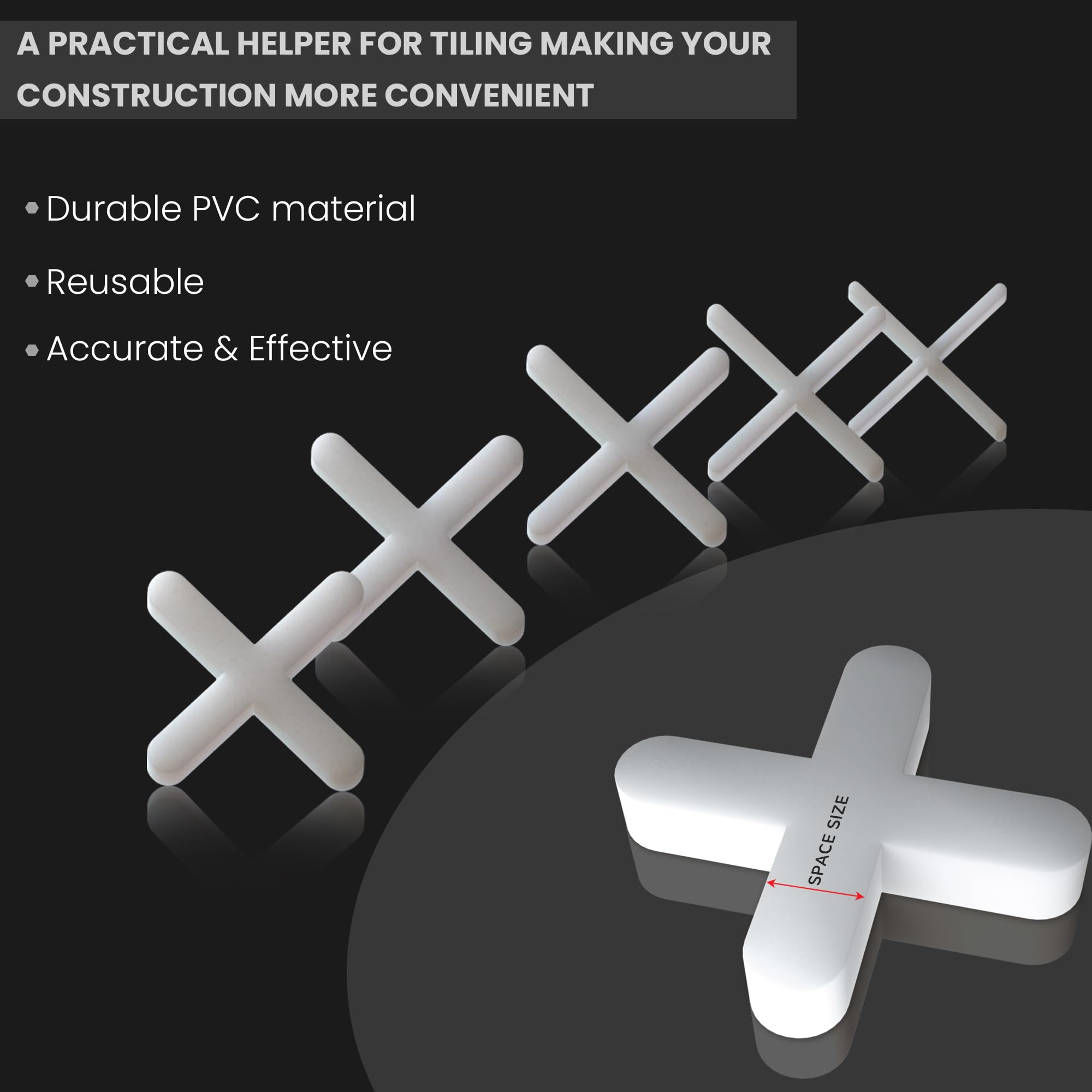 200 Slab Tile Spacers Plastic Cross Shaped ~6243