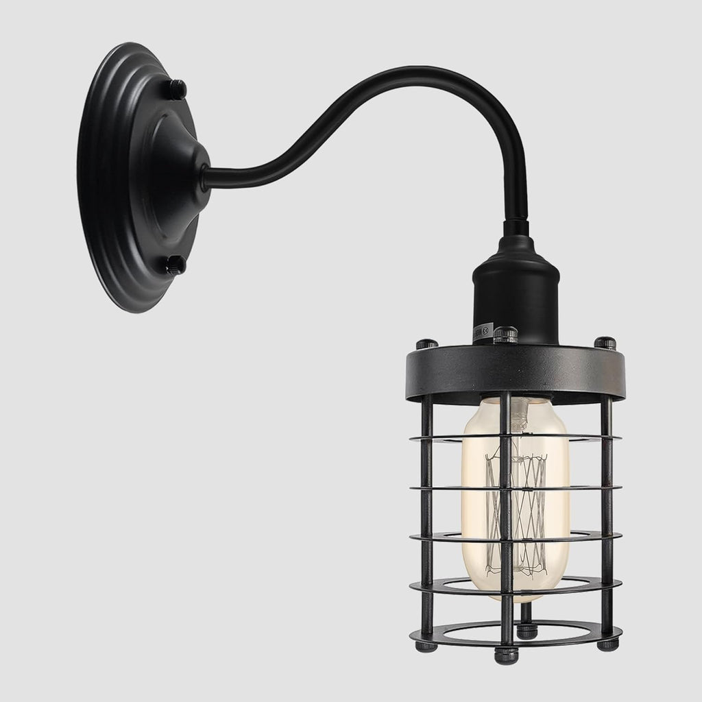 Industrial Vintage Metal Dome Shade Wall Sconce Light with Adjustable Swan Neck