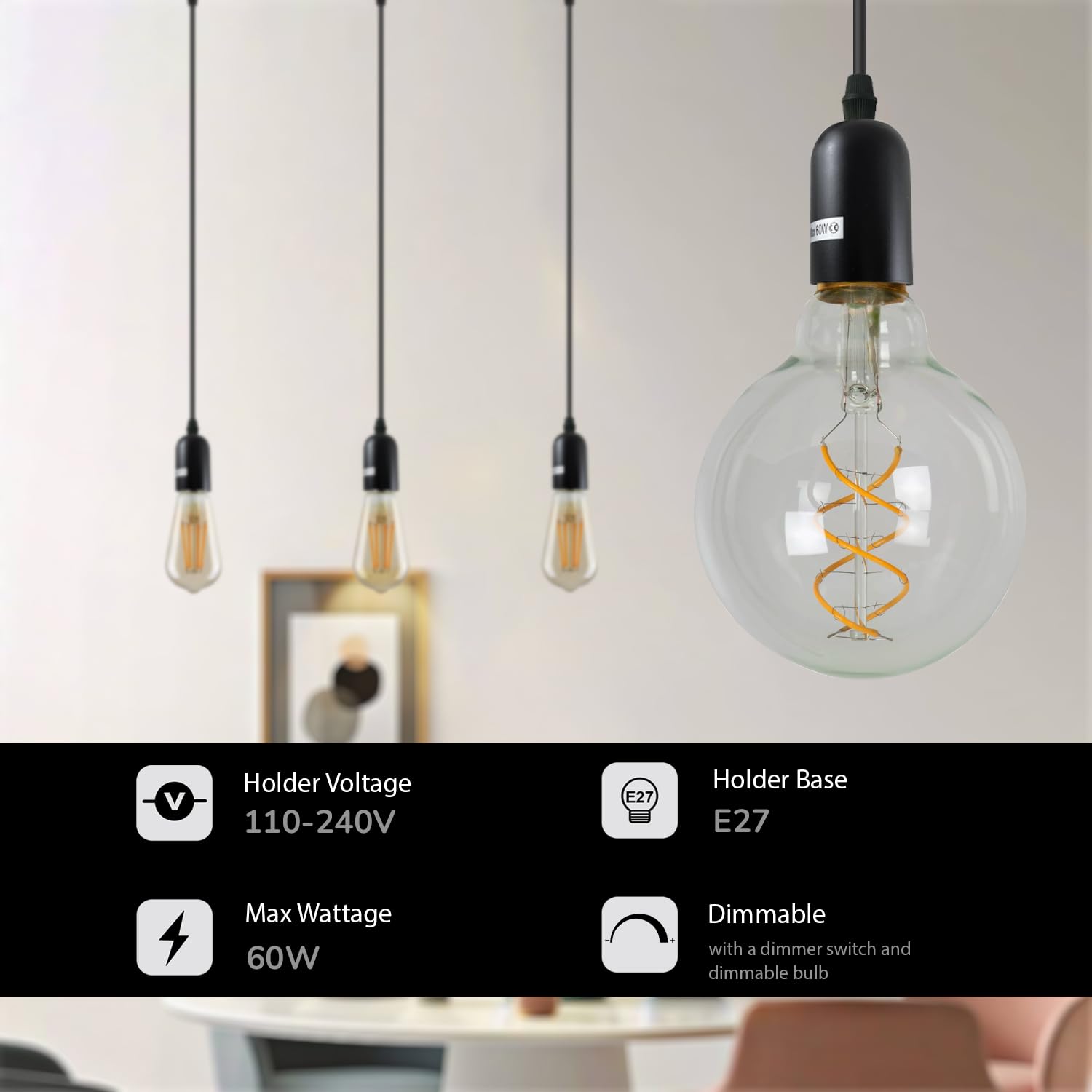 Industrial Metal Cluster Pendant Light Fixture, E27 Base, Retro Style Lighting