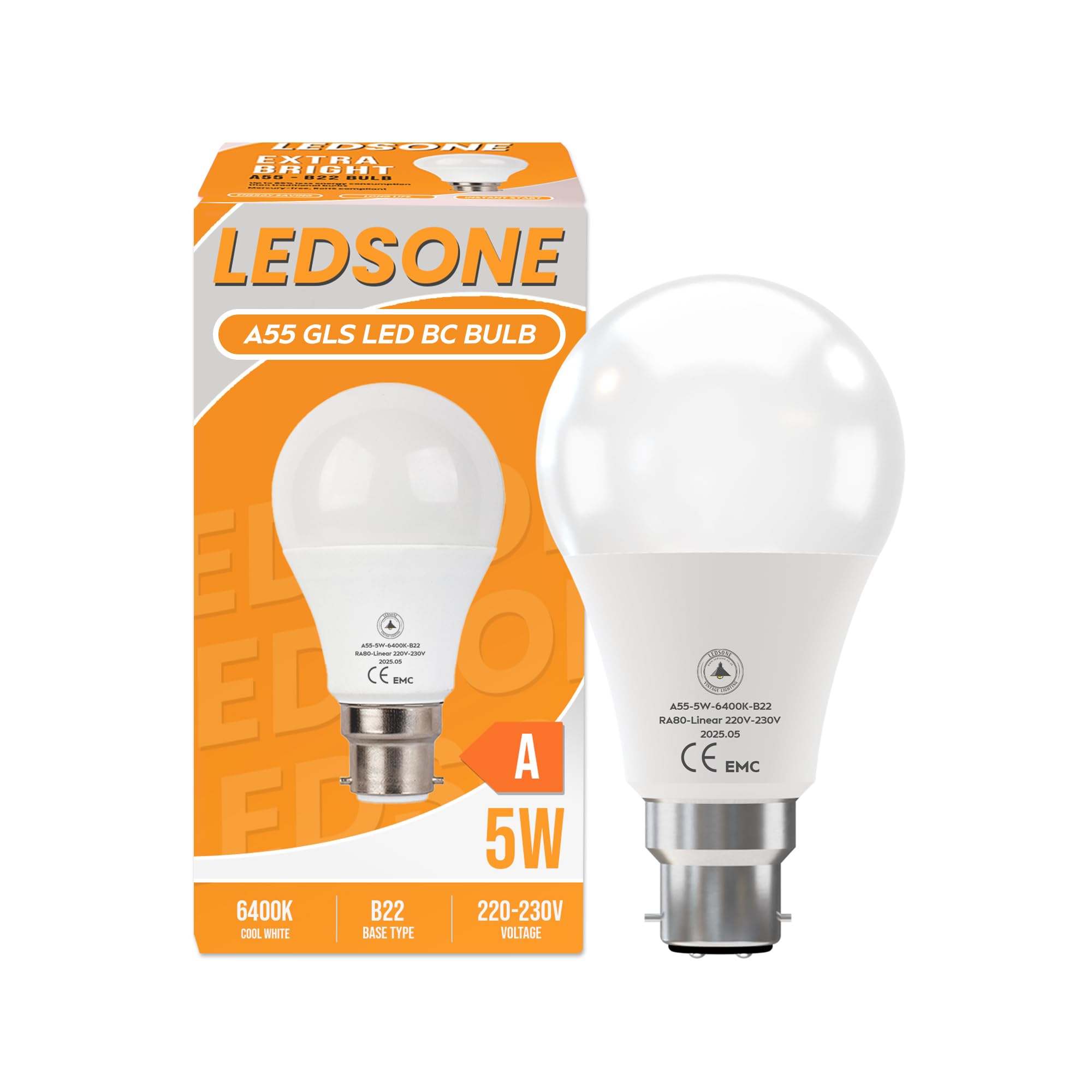 6 Pack LED E27/B22 Bulb 5W-22W Cool White 6400K Non Dimmable ~6294