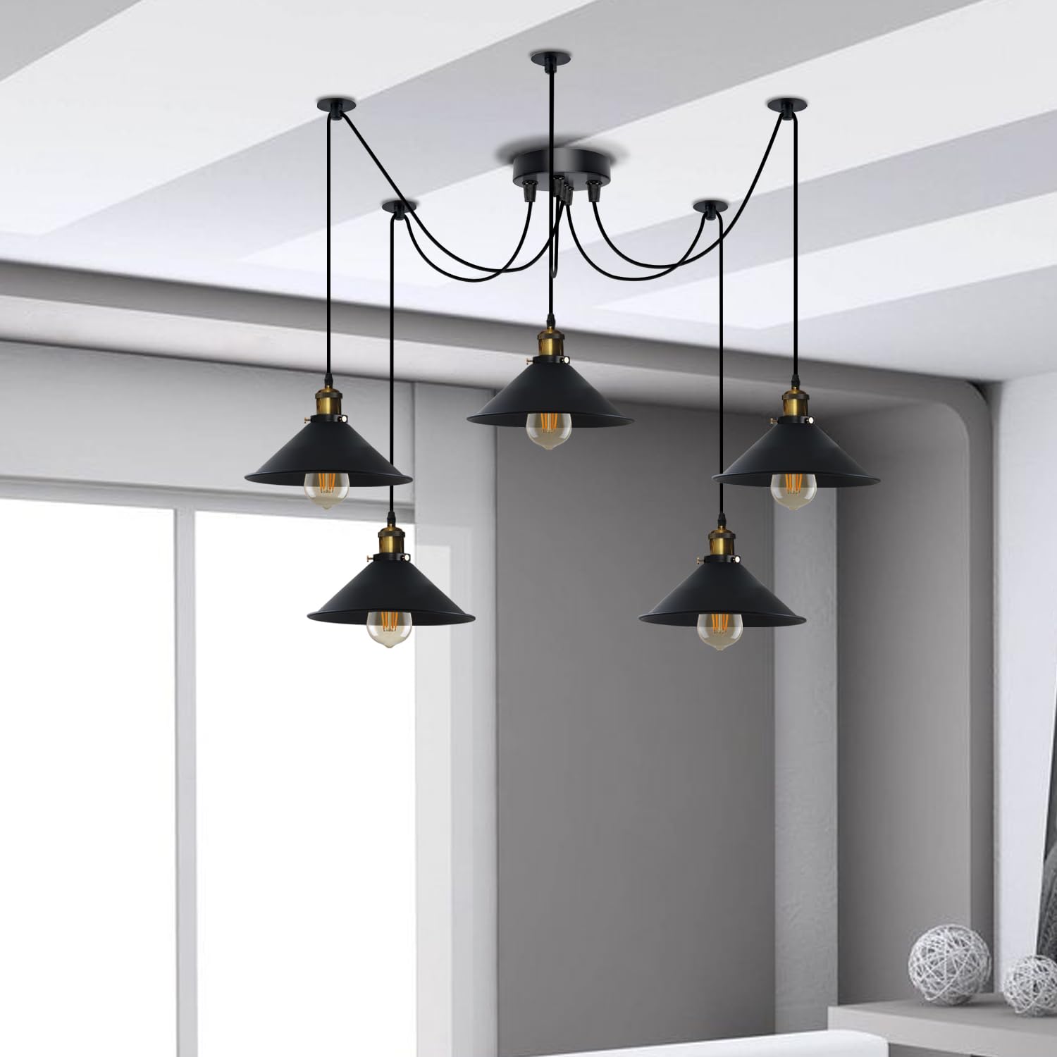 5 Arm 195cm Spider Pendant Lights E27 ~6149