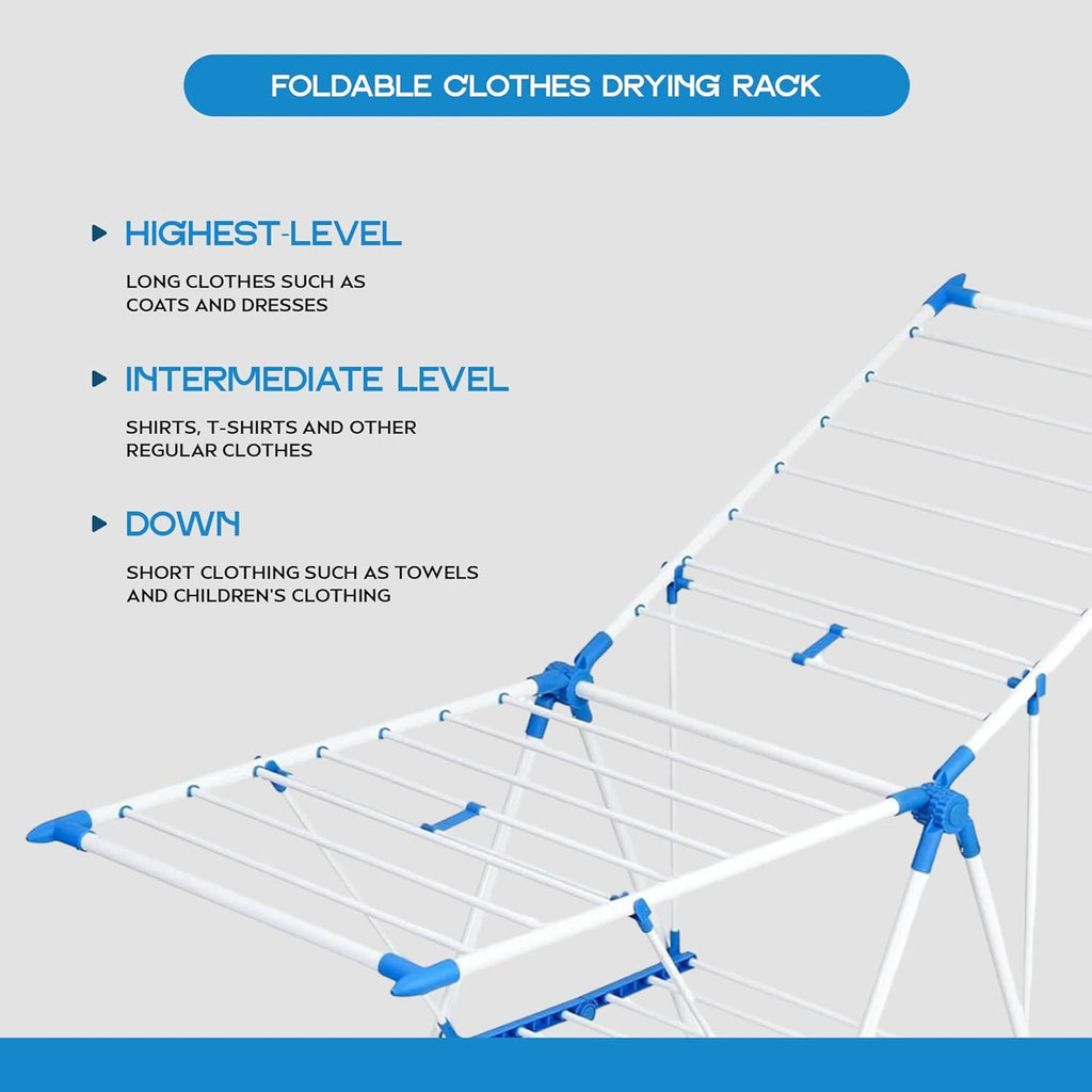 Foldable Compact Multi-Tier Stainless Steel Clothes Drying Rack for Laundry