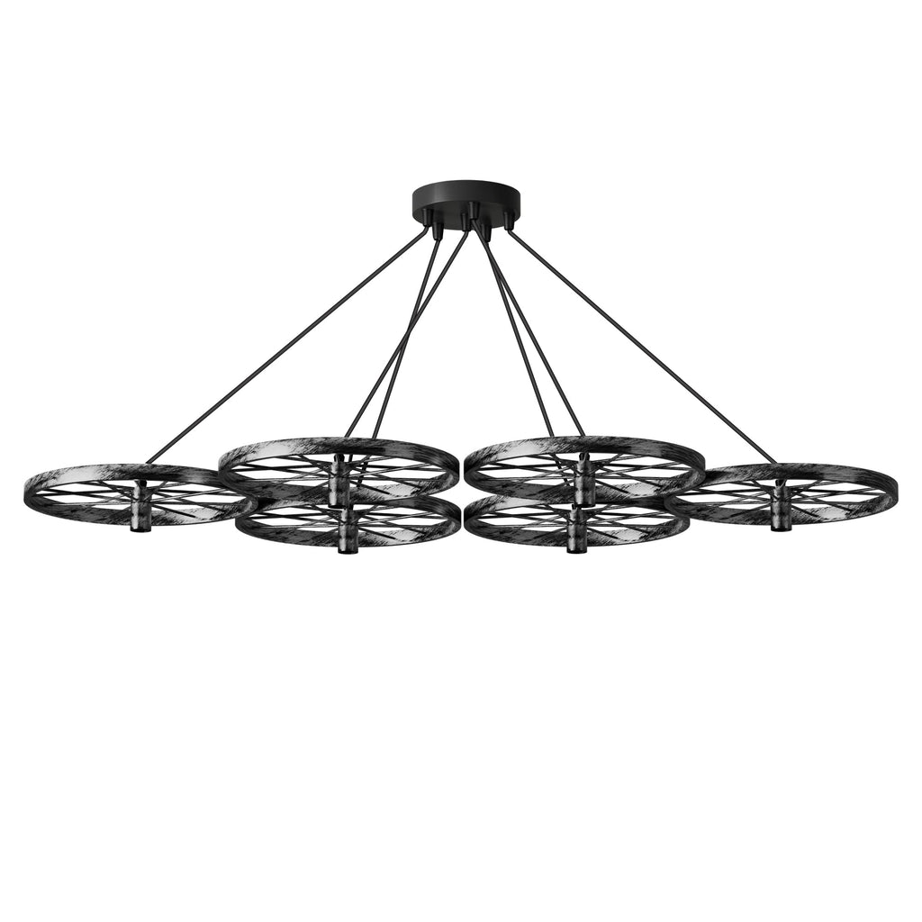 Industrial Vintage Rustic Metal 6-Light Cluster Chandelier Ceiling Fixture